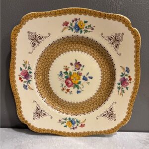 Royal Cauldon plate Floral vintage Square with Gold Accents 8.5” BC4